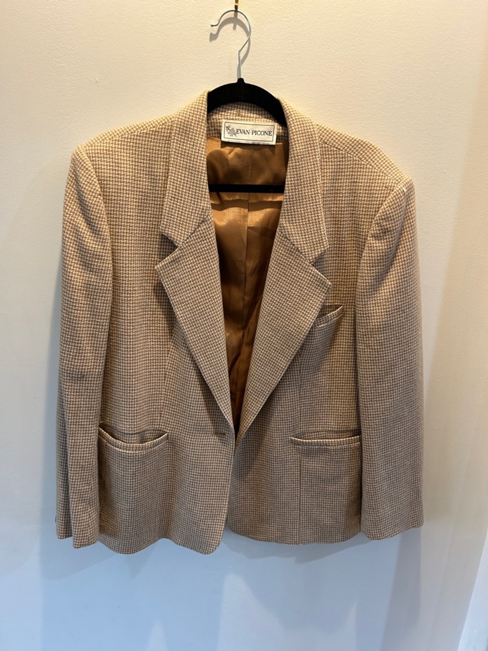Vintage Evan Picone Tan Checked Women's Blazer